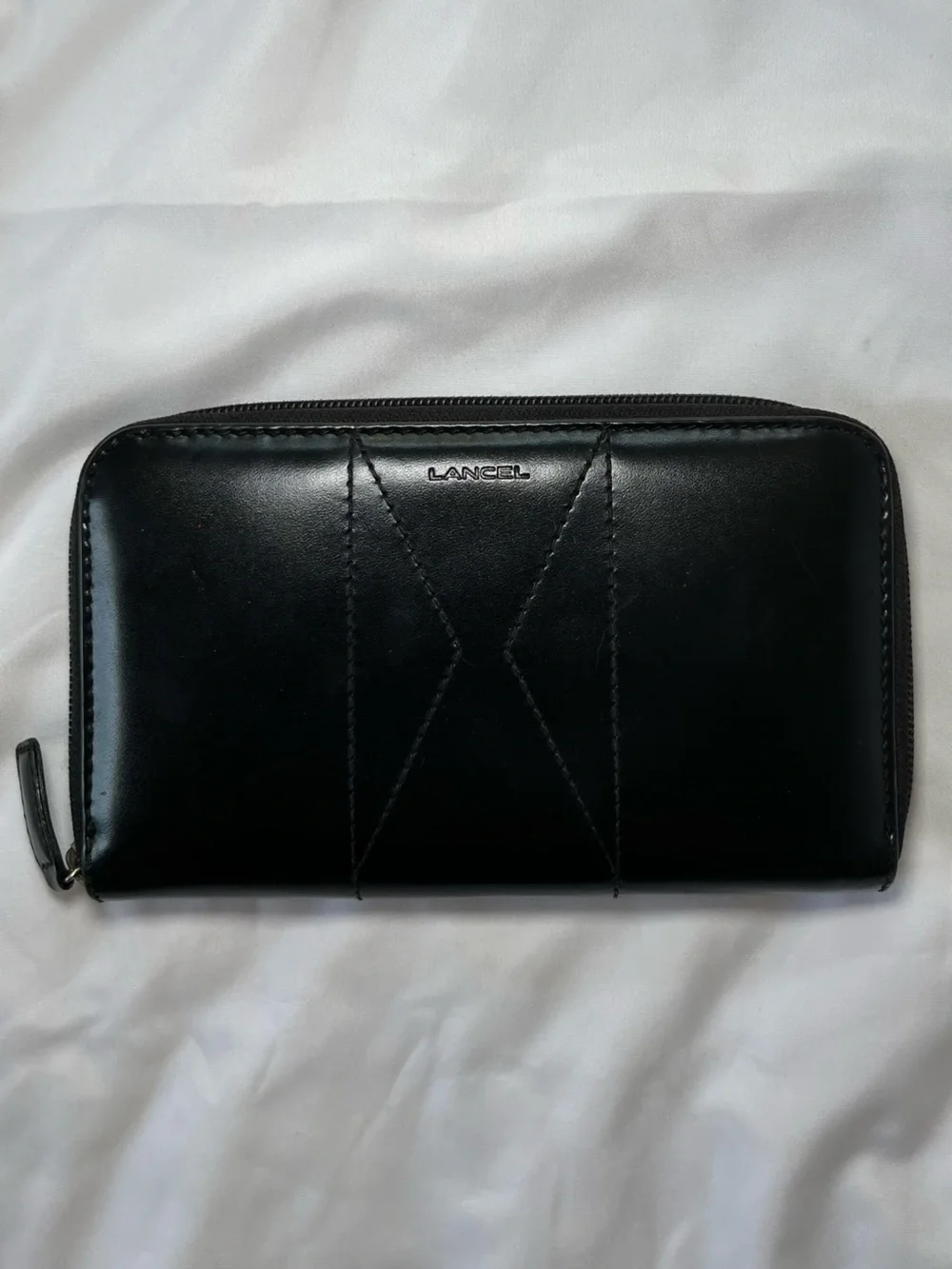 Lancel Black Leather Zip Wallet